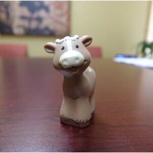 Fisher Price Little People Cow Calf Tan White Farm Animal Figure 2002 Mattel